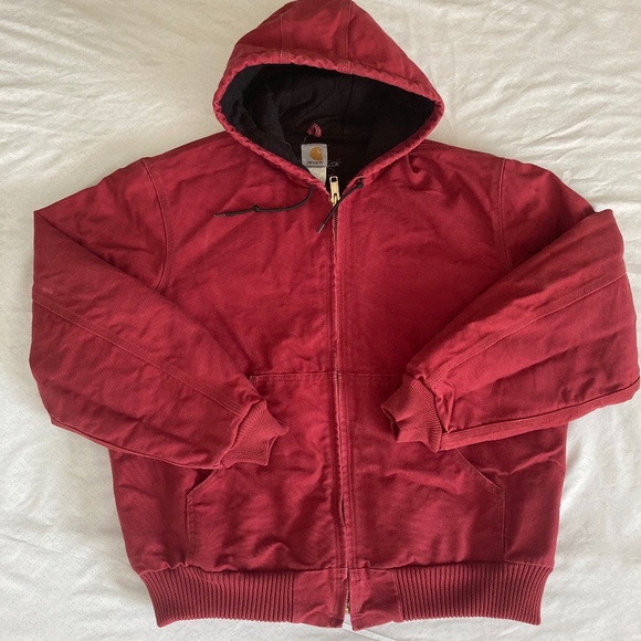 Vintage Carhartt J140 DKR Duck Canvas  fleece lined hooded jacket - Picture 1 of 10
